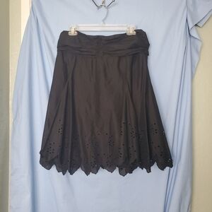 Windsor Black Cotton Eyelet Mini Skirt Whimsigoth Dark Cottage Sz 9/10